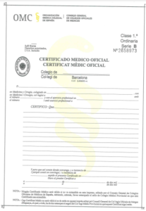 Certificado médico visado estudios